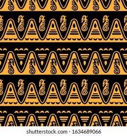 Aztec geometric background. Ethnic seamless pattern. Stylish Navajo design. Modern abstract wallpaper. Vector illustration