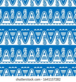 Aztec geometric background with fantastic birds. Ethnic seamless pattern. Stylish Navajo design. Modern abstract wallpaper. Vector illustration