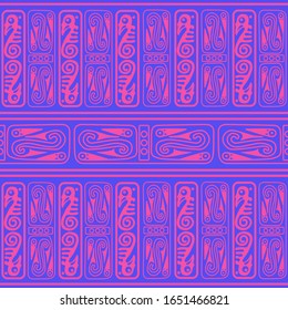 Aztec geometric background with fantastic birds. Ethnic seamless pattern. Stylish Navajo design. Modern abstract wallpaper. Vector illustration