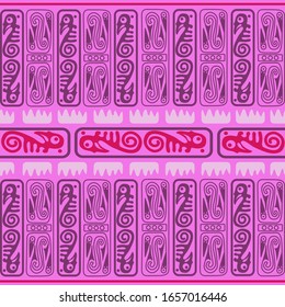 Aztec geometric background with fantastic birds. Ethnic seamless pattern. Stylish Navajo design. Modern abstract wallpaper. Vector illustration