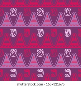 Aztec geometric background with fantastic birds. Ethnic seamless pattern. Stylish Navajo design. Modern abstract wallpaper. Vector illustration