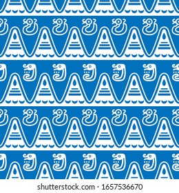 Aztec geometric background with fantastic birds. Ethnic seamless pattern. Stylish Navajo design. Modern abstract wallpaper. Vector illustration