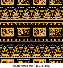 Aztec geometric background with fantastic birds. Ethnic seamless pattern. Stylish Navajo design. Modern abstract wallpaper. Vector illustration