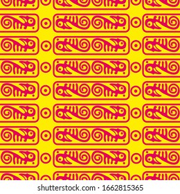 Aztec geometric background with fantastic birds. Ethnic seamless pattern. Stylish Navajo design. Modern abstract wallpaper. Vector illustration