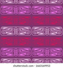Aztec geometric background with fantastic birds. Ethnic seamless pattern. Stylish Navajo design. Modern abstract wallpaper. Vector illustration