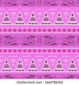 Aztec geometric background with fantastic birds. Ethnic seamless pattern. Stylish Navajo design. Modern abstract wallpaper. Vector illustration