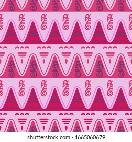Aztec geometric background with fantastic birds. Ethnic seamless pattern. Stylish Navajo design. Modern abstract wallpaper. Vector illustration