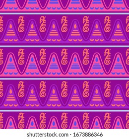 Aztec geometric background with fantastic birds. Ethnic seamless pattern. Stylish Navajo design. Modern abstract wallpaper. Vector illustration