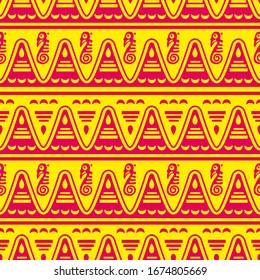 Aztec geometric background with fantastic birds. Ethnic seamless pattern. Stylish Navajo design. Modern abstract wallpaper. Vector illustration