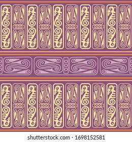 Aztec geometric background with fantastic birds. Ethnic seamless pattern. Stylish Navajo design. Modern abstract wallpaper. Vector illustration
