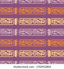Aztec geometric background with fantastic birds. Ethnic seamless pattern. Stylish Navajo design. Modern abstract wallpaper. Vector illustration