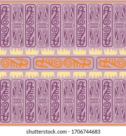 Aztec geometric background with fantastic birds. Ethnic seamless pattern. Stylish Navajo design. Modern abstract wallpaper. Vector illustration