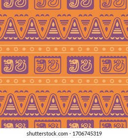 Aztec geometric background with fantastic birds. Ethnic seamless pattern. Stylish Navajo design. Modern abstract wallpaper. Vector illustration