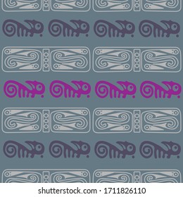 Aztec geometric background with fantastic birds. Ethnic seamless pattern. Stylish Navajo design. Modern abstract wallpaper. Vector illustration