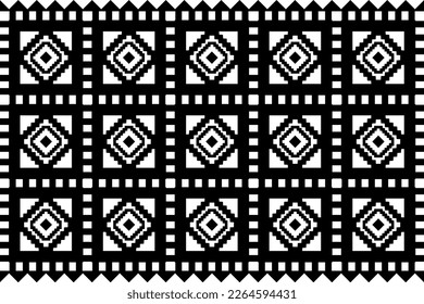 Patrón étnico azteca de bordado geométrico. americano, mexicano, indio, marroquí. Fondo blanco y negro. Diseño para ropa, alfombra, tela, textil, textura, moda, papel pintado, envoltura. 