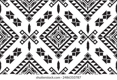 Aztec geometric ethnic black and white seamless pattern. Vector illustration design for decorative works, fabric, textile, printing, background, carpet, wallpaper, clothing, wrapping, Batik