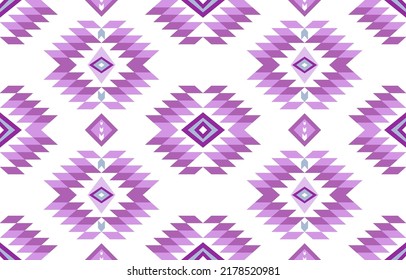 Aztec Geometric with light pastel purple color palette fabric pattern textile. Ethnic traditional nation. floor tile, carpet pillow case, Tribal vector ornament. Seamless African Moroccan