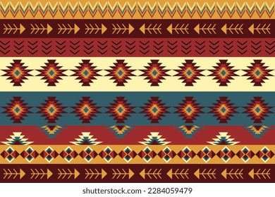 Aztec Geometric Navajo Ethnic Seamless Pattern. Native American, Indian, Mexican, African, Moroccan style. Design for fabric, clothing, wrapping, rug, carpet, home decor, throw pillows.