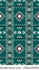 Aztec geometric pattern with green tones. Aztec native pattern inspired design for scarf kerchief shirt fabric tablecloth pillow carpet rug phones cases clothing textile fabric print design.