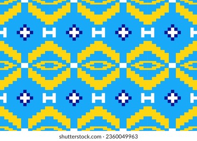 Aztec geometric pattern for vibrant color.Damask style pattern for textile and decoration.Ethnic abstract ikat.Seamless pattern in tribal.Native aztec boho vector design.