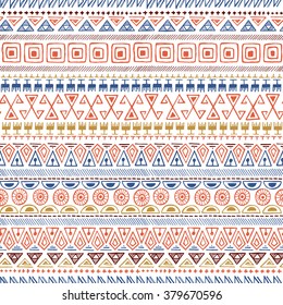 Aztec geometric print. Ethnic boho tribal native seamless pattern. Ethnic ornamental print background for card, invitation, wallpaper, web design, fabric, textile, clothes