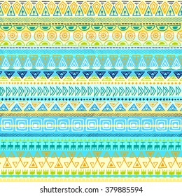 Aztec geometric print. Ethnic boho bright colorful tribal native seamless pattern. Ethnic ornamental print background for card, invitation, wallpaper, web design, fabric, textile, clothes