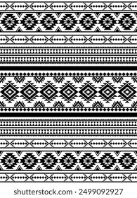 Patrón étnico inconsútil geométrico azteca. Diseño de adorno tradicional tribal para textiles. Colores blanco y negro.