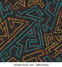 aztec geometric seamless pattern with grunge effect 