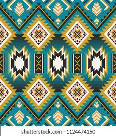 Aztec geometric seamless pattern. Native american, indian southwest print. Ethnic design wallpaper, fabric, cover, textile, weave, wrapping.