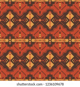 Aztec geometric seamless pattern. Native Southwest American, Indian print. Ethnic design wallpaper, fabric, cover, textile, weave, wrapping.