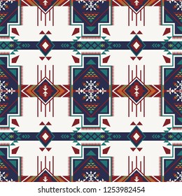 Aztec geometric seamless pattern. Native Southwest American, Indian print. Ethnic design wallpaper, fabric, cover, textile, weave, wrapping.