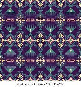 Aztec geometric seamless pattern. Native American, Indian Southwest print. Ethnic design wallpaper, fabric, cover, textile, rug, blanket.