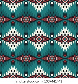 Aztec geometric seamless pattern. Native American, Indian Southwest print. Ethnic design wallpaper, fabric, cover, textile, rug, blanket.