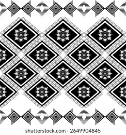 Motif aztèque géométrique harmonieux, Southwestern, Navajo natif, noir et blanc moderne pour impression textile 300dpi