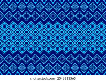  Aztec geometric seamless patterns. Dark and light blue background. great for textile printing.