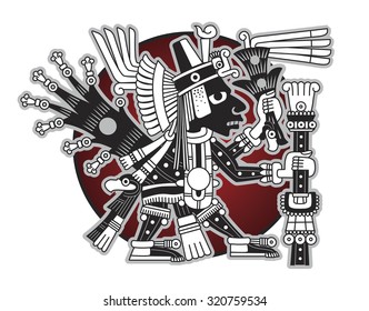 Aztec god of commerce and travelers vector illustration