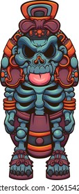 Aztec god of the underworld character. Vector clip art illustration with simple gradients. All on a single layer.
