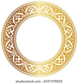 Aztec golden circle frame of crooked leaves. Seamless with hooks or threads. similar to the Greek keyboard Also called stepfred design or Xicalcoliuhqui