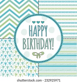 aztec happy birthday card pattern vector illustration