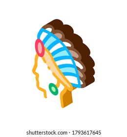 Aztec Headdress Icon Vector. Isometric Aztec Headdress Sign. Color Isolated Symbol Illustration