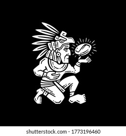 Aztec holding coffee icon illustration