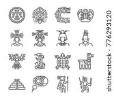 Aztec icon set. Included the icons as maya, mayan, tribe, antique, pyramid
, warrior and more.