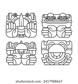 aztec icon set, traditional ethnic logo template