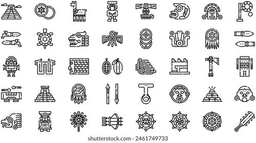 Aztec Icons colección es una Ilustración vectorial con trazo editable.