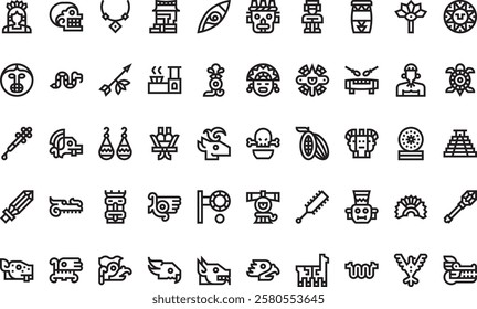 Aztec icons High-Quality Vector Icons Collection with Editable Stroke. Ideal for Professional and Creative Projects