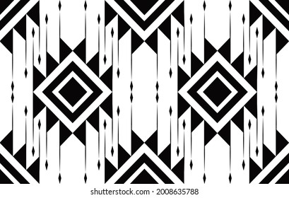 Diseño de patrones étnicos azteca ikat. alfombra de tela mandala adorno boho chevron decoración textil papel de pared. Vector de bordado geométrico tradicional textura afroamericana Ilustración fondo 