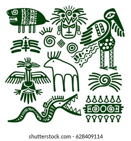 Aztec and inca native american tribal signs for embellishments and print patterns vector illustration