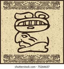 Aztec Indian face on old brown background