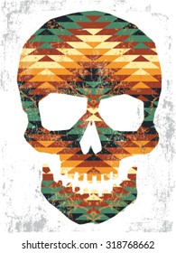 Aztec Indian skull pattern vector illustration.