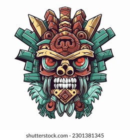 Aztec Indian Skull Vector Illustration